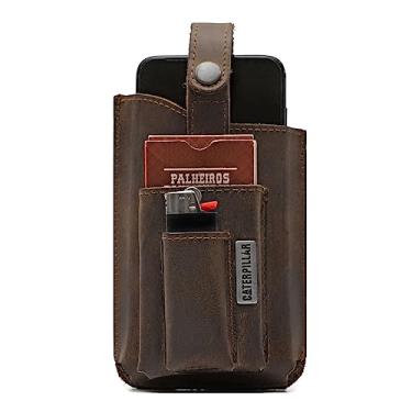 Imagem de Bainha Caterpillar Porta Celular, Isqueiro E Cigarro, Couro Cor:Marrom