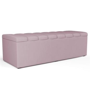 Imagem de Calçadeira Recamier Baú Para Cama De Casal King Dália 195x50 cm W01 Suede Rosê - Lyam
