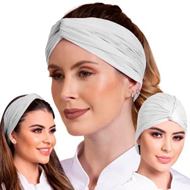 Imagem de Turbante Touca Kit 3 Peças Vira Faixa 2 Em 1 Profissional Saúde Cozinha Prime (Único, 3 Brancas)