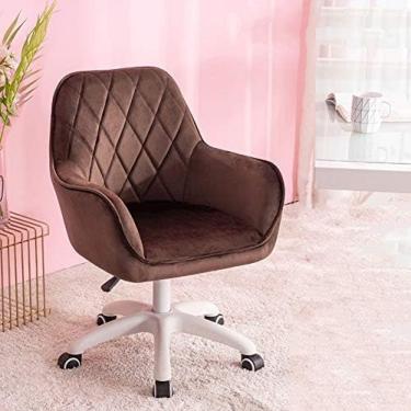 Imagem de Cadeira De Computador Com Apoio De Braço, Cadeira De Escritório De Veludo, Cadeira De Conferência Ergonômica Com Altura Ajustável, Cadeira Giratória Moderna Para Sala De Estudo Em Casa -,marrom Um