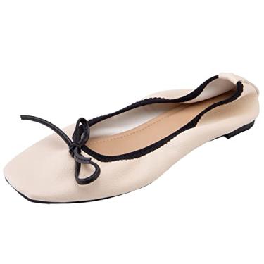 Imagem de XINXINIO Mocassins macios para mulher com laços bonitos e ponta quadrada, Damasco, 47 EU