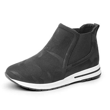 Imagem de Me Too Tênis Linden Easy Slip On confortável preto tecido camuflado cano alto bota, Tecido camuflado preto, 8.5