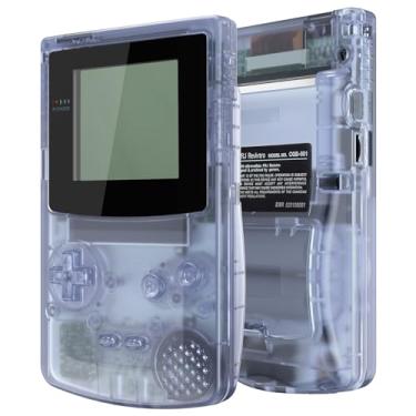 Imagem de Capa de reposição IPS Ready Upgrade eXtremeRate Glacier Blue Capa de proteção completa e lente de tela preta para Gameboy Color – Adequado para GBC OSD IPS e IPS regular e LCD padrão – Console e tela