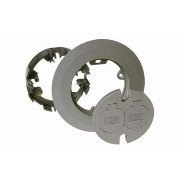 Imagem de Hubbell RACO 6299 Kit de cobertura não metálica redonda tampas de elevação dupla para caixa de chão 5511, 16,5 cm. Dia, Cinza