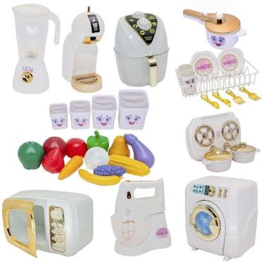 Imagem de Kit Princesa Cozinha Eletro Louça Potes Fogão Máquina 35Pç