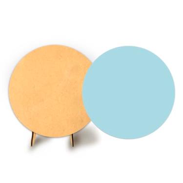 Imagem de Painel Festa Redondo Veste Fácil C/Elástico 50cm Cores Lisas + Suporte MDF (Azul Bebê)