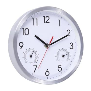 Imagem de Vigorwise Relógio de parede, relógio de parede de 20 cm, relógio de parede com moldura de alumínio decorativo para casa, cozinha, sala de estar, quarto, escritório, escola