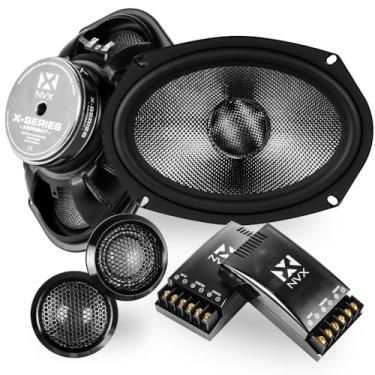 Imagem de NVX® Alto-falantes de carro XSP69KIT 6 x 9, máximo 600 W, 300 W RMS, sistema de componentes bidirecionais com tweeters de cúpula de seda de 2,5 cm e X-Overs passivos, fácil de instalar em