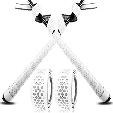 Imagem de VEASAERS Fita Bat Grip Baseball Softball Pacote 2/4 101,6 cm 1,75 mm Pré-cortada e totalmente adesiva nas costas Fitas Pro Feel Soft Confortável para Alças Antigas de Taco (2 Pçs-Pontos Brancos)