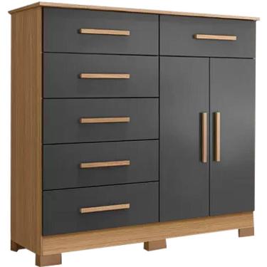 Imagem de Cômoda Xangai 6 Gavetas 2 Portas Albatroz Cor Nature Titanium