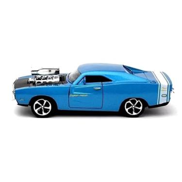Imagem de Power Toys TECH - Miniatura Carrinho de ferro Dodge super charger esportivo abre as portas Vintage antigo : Carrinho de Ferro com Portas que Abrem e Pneus de Borracha 1:32 (Azul)