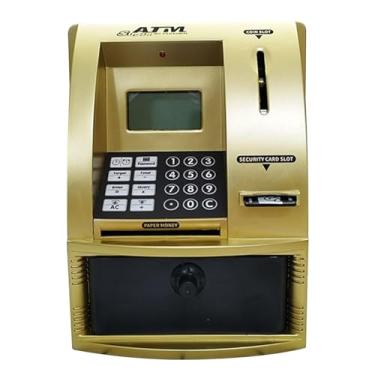 Imagem de Fancyes Cofrinho atm infantil, banco de dinheiro eletrônico com cartão, senha, pote de dinheiro pequeno, caixa de economia de dinheiro para idades 3 +, ouro