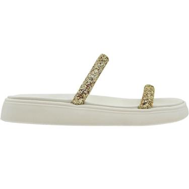 Imagem de Tamanco Feminino Casual Dia a Dia Papete Tiras com Brilho Moleca 5507.100