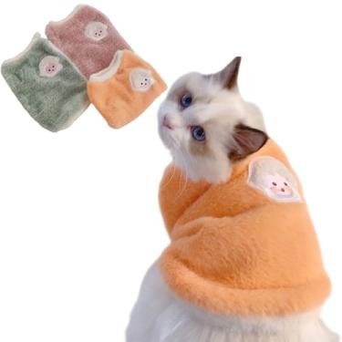 Imagem de Casaco fofo para gatos, quente, aconchegante, para animais de estimação, sem manga, estampa de ovelha, macio, para cachorros, roupas para gatos (GG, amarelo)