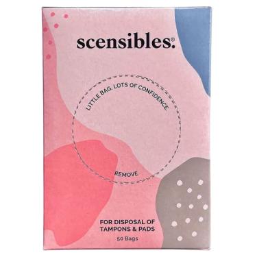 Imagem de Scensibles Sacos de eliminação pessoal (caixa com 50) para absorventes, absorventes sanitários, forros de calcinha - Produtos para cuidados menstruais e higiene