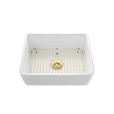 Imagem de BRACCI Cuba de Cozinha Farm Sink Fireclay 60cm (Grade e Válvula Dourado)