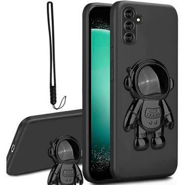 Imagem de Capa com suporte oculto astronauta para Samsumg Galaxy S24 FE, 6D chapeamento Spaceman desenho fofo capa de telefone à prova de choque TPU capa protetora para Samsumg S24 FE 5G