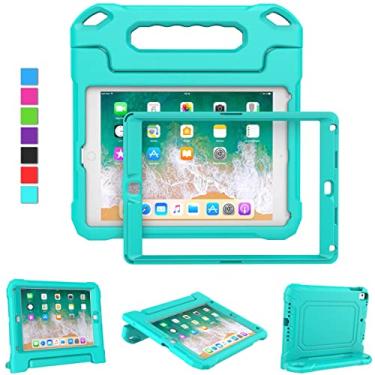 Imagem de MOXOTEK Capa infantil para iPad 5ª/6ª geração e iPad Air 1/2 e Pro 9,7, iPad 9,7 polegadas, capa protetora à prova de choque para iPad de 9,7 polegadas 6/5 geração 2018/2017, ciano