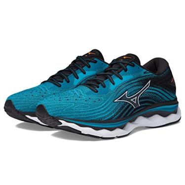 Imagem de Mizuno Tênis de corrida masculino Wave Sky 6, Esmalte azul/branco, 8.5