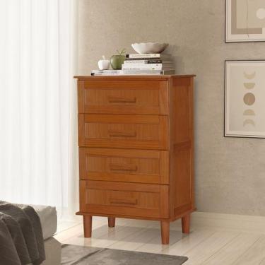 Imagem de Cômoda Chicago Retrô Madeira Maciça 4 Gavetas 110 Atr - Castanho - ATR