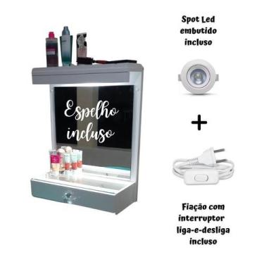 Imagem de Penteadeira Camarim Suspensa Jade Gaveta E Tampo De Vidro - Marcenaria