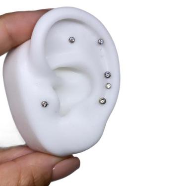 Imagem de Piercing Ponto De Luz Titânio G23 Labret Prateado - RaraSteel Piercing