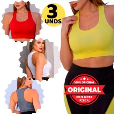 Imagem de Kit 3 Top Fitness Caminhada Confortável Tendencia 2025 Treino Academia