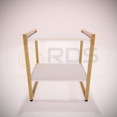 Imagem de Mesa de Cabeceira Bella Estilo Industrial MDP Metal Dourado - RDS Meta