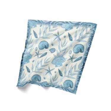 Imagem de Canga Saída De Praia Estampa Conchas Azul 125x125cm Bali - PRESENTE-BR
