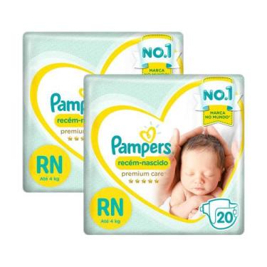 Imagem de Kit Fralda Pampers Premium Care Recém Nascido com 40 unidades - 3 à 6 