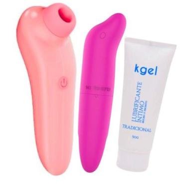 Imagem de Kit Vibrador Feminino Sugador Clitóris Mamilos Seios Masturbador Estim