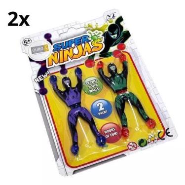 Imagem de 4 Bonecos Super Ninjas Gruda e Escala Parede Brinquedos Inteligentes -