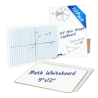 Imagem de Pacote com 10 quadros apagáveis a seco, cavalete de dupla face de 23 x 30 cm, pequenos quadros brancos com linhas para crianças, professores de educação, sala de aula, minidesenho portátil