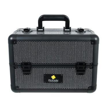 Imagem de Maleta Maquiagem Joias Manicure Alumínio ABS Pelegrin PEL-M1017 Preta 