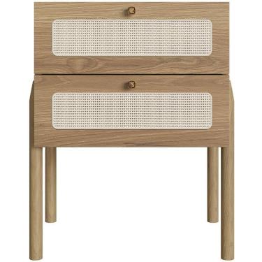 Imagem de Mesa De Cabeceira 02 Gavetas Com Telinha Pés Madeira Moss A03 Hanover Roble