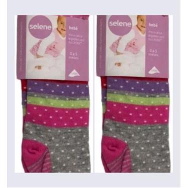 Imagem de Kit Com 2 Meias Calça Bebê Algodão Menina Selene, 2 cinza, 0 a 5 meses