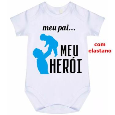 Imagem de body bebê meu pai meu herói cód 1211 - nick aloha, Branco, GG