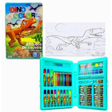 Imagem de Kit Maleta de Pintura Infantil Estojo Escolar Colorir e Desenhar Com 6