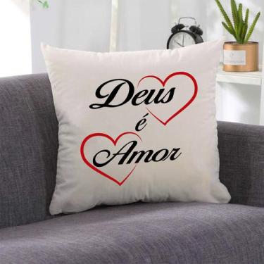 Imagem de Almofada Deus é Amor 40x40cm - Serigrafada Frente e Verso - FASTLAR