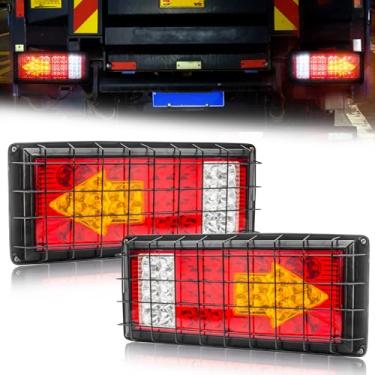 Imagem de NWpangu Kit de luz traseira de reboque de LED, 24 V 43 LEDs de seta de seta com rede de ferro para caminhão, trailer, trailer, trailer, van, barco, conjunto de lanternas traseiras, impermeável, 2