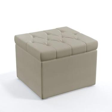 Imagem de Puff Estofado Quasar Com Capitonê Couro Bege Aradecor