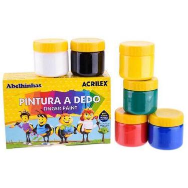Imagem de Tinta Pintura a Dedo 06 Cores - Acrilex - 30ml