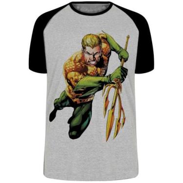 Imagem de Camiseta Aquaman loiro Blusa Plus Size extra grande adulto ou infantil