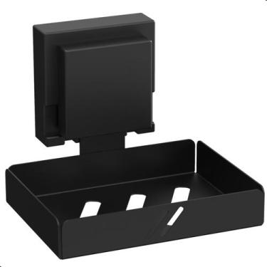 Imagem de Saboneteira De Parede Porta Sabonete Com Ventosa Preto Max - SteelDeco