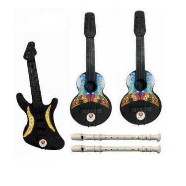 Imagem de Kit 5 Brinquedos Musicais Infantil Guitarra Viola Flauta - Amar é Brin
