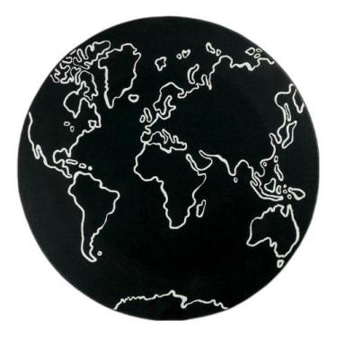 Imagem de Tapete Redondo Mapa Mundi Preto Quarto Infantil Bebê 1,4m - Koti, Pret