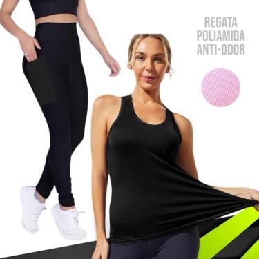 Imagem de Camiseta REGATA DRY FIT MALHA FRIA POLIAMIDA + Calça LEG LEGGING BOLSO
