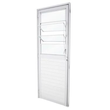 Imagem de Porta de Giro em Alumínio Lambri Branco 215x80x4 cm Esquerda VMB Nobre