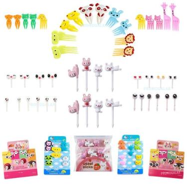 Imagem de Jogo Garfinho Infantil Petisco Para Frutas Palitinho 48pç - PromoGalax