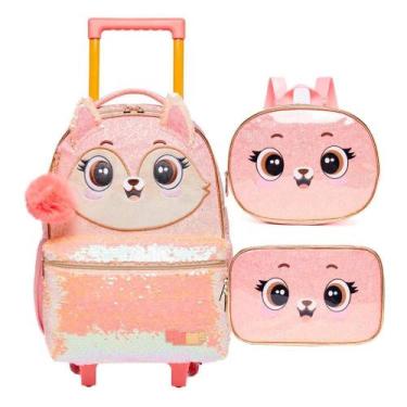 Imagem de Mochila De Rodinhas + Lancheira + Estojo Raposa Pack Me Fox - Pacific